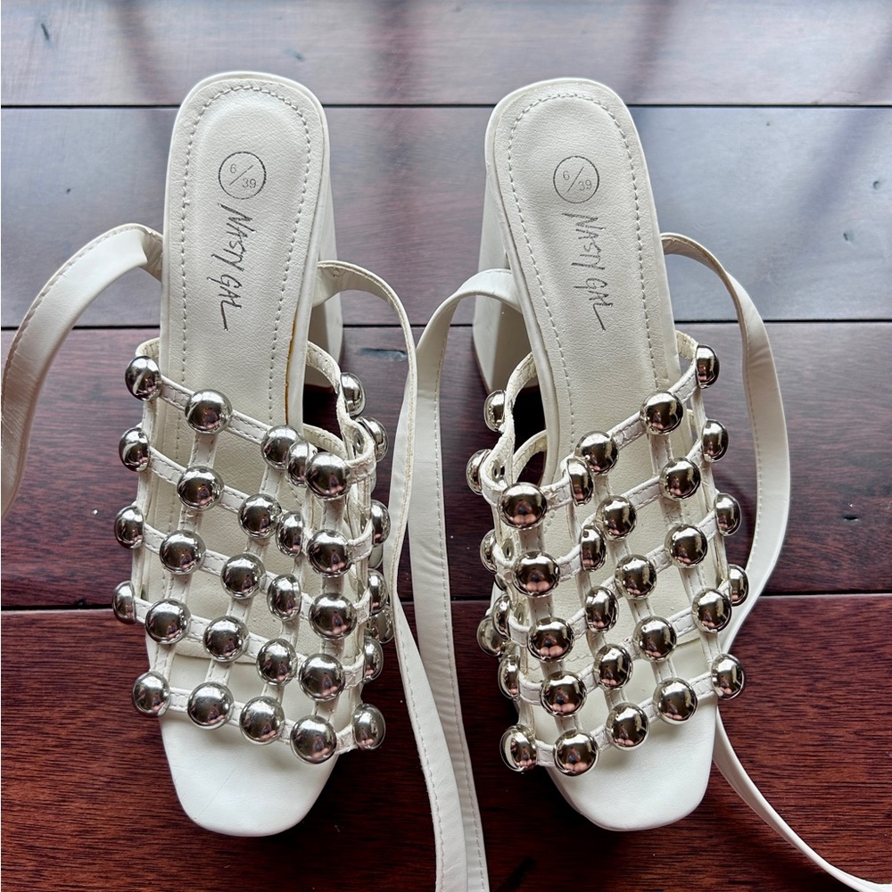 Nasty Gal White and Silver Women's Shoes